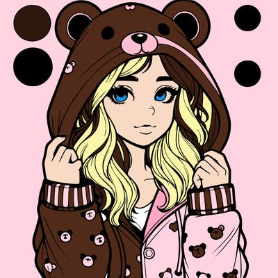 realistic girl in a animal pjs hoodie