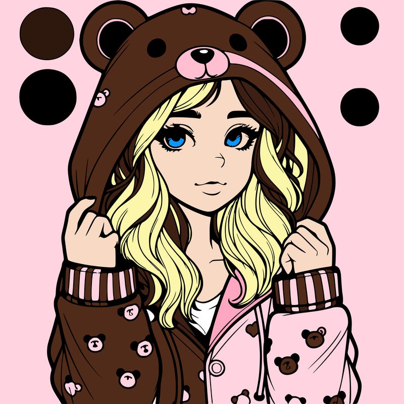 realistic girl in a animal pjs hoodie