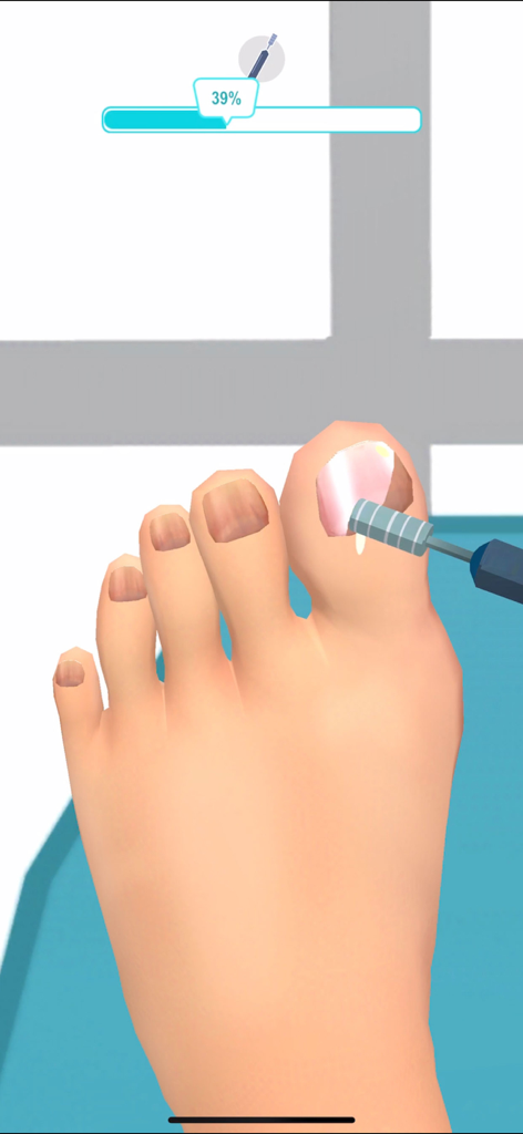 Foot Clinic - ASMR Feet Care - Lixadeira elétrica polindo uma unha do pé no jogo ASMR da Clínica do Pé