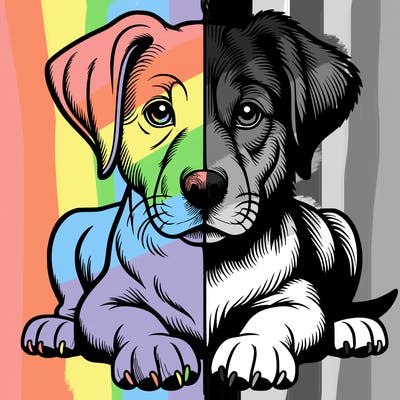 realistic dog split picture