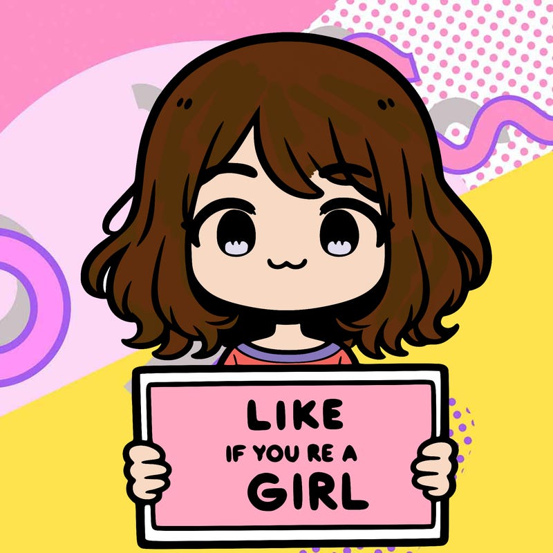 a cute girl holding a sign that says like if you’re a girl