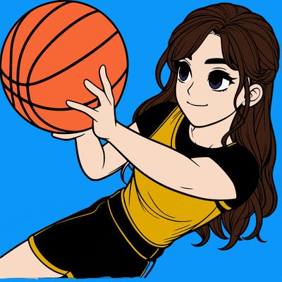 realistic girl playing basketball