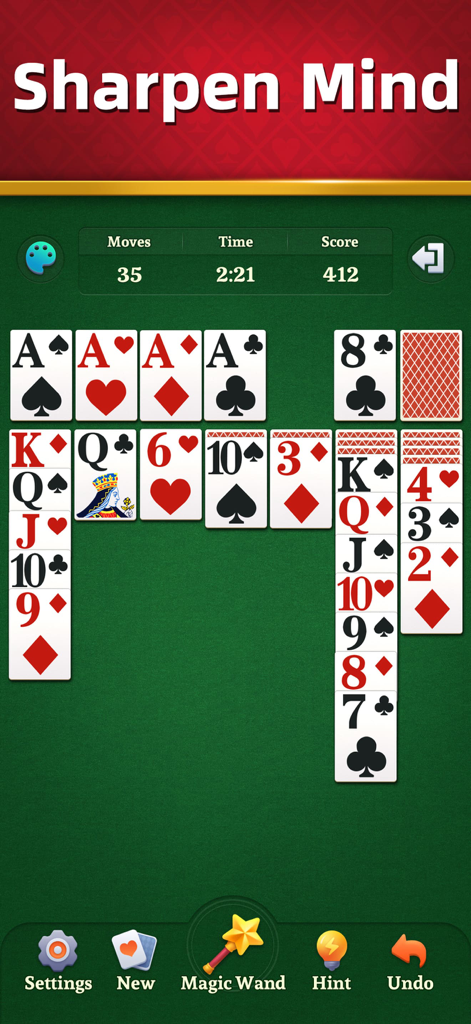 Zen Card: Classic Solitaire - Juego de Zen Card Solitario Clásico con cartas grandes y un titular de 'mente más ágil'