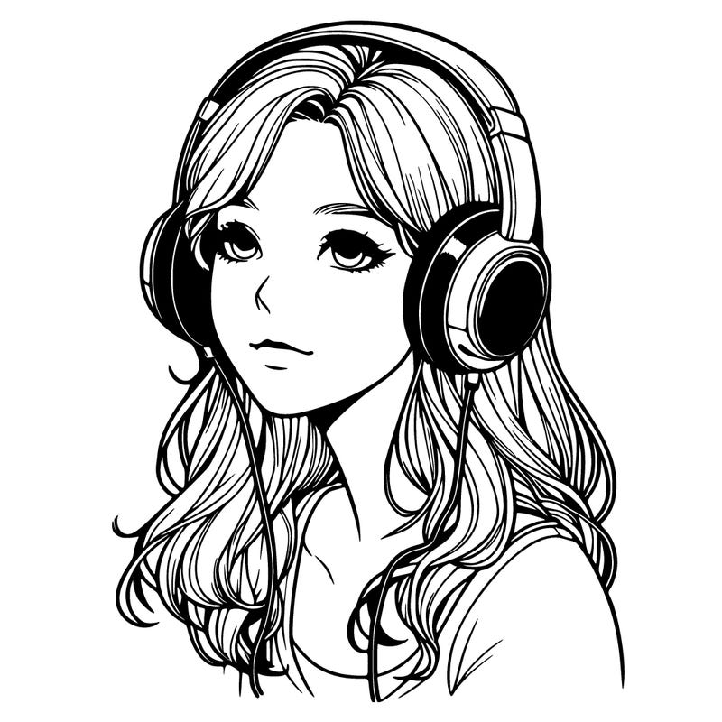 realistic young woman with headphones