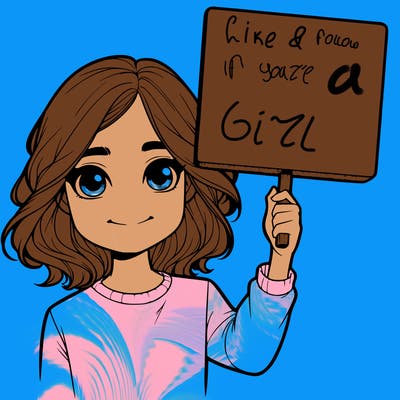 realistic girl holding up a sign