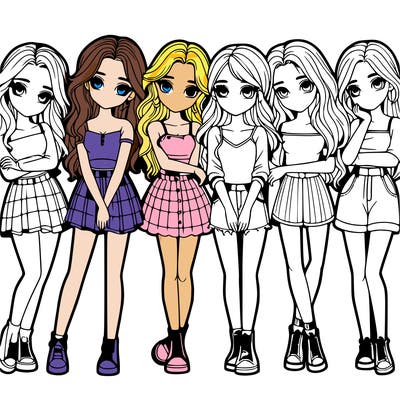 a group of girls realistic