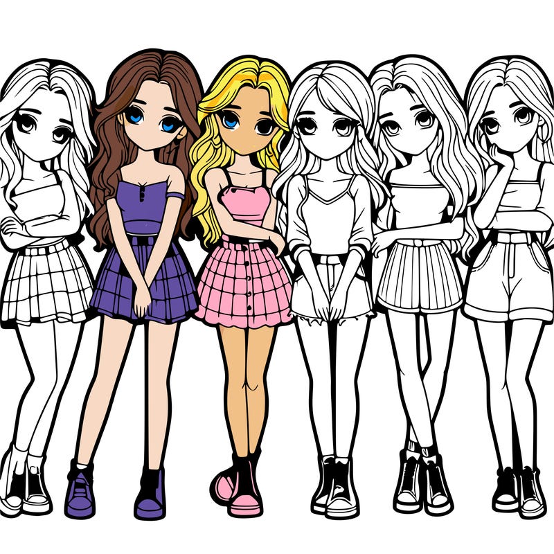 a group of girls realistic