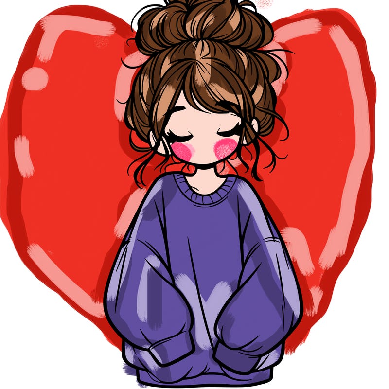 girl with baggy sweatshirt and messy bun