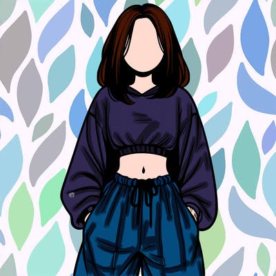 realistic girl faceless with baggy pants and a crop top