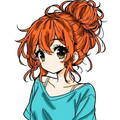 a beautiful anime girl with a messy bun
