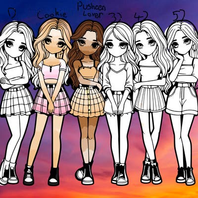 a group of girls realistic