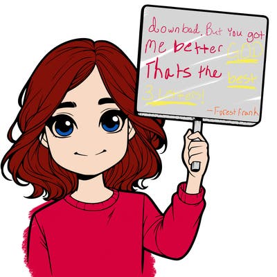 realistic girl holding up a sign