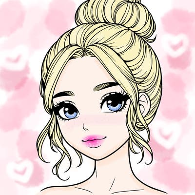realistic pretty girl with hair in bun