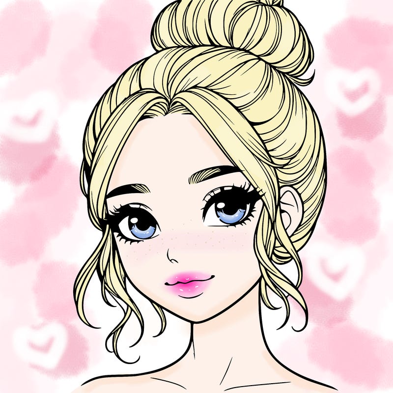 realistic pretty girl with hair in bun