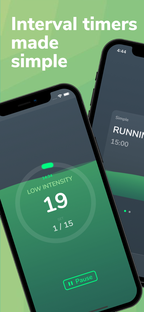 Cero app interval timer interface on iPhone with simple and clean design