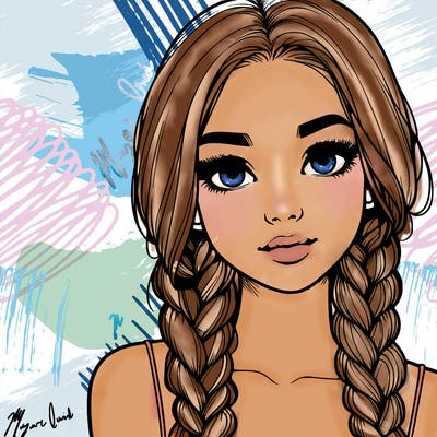 realistic girl with braids