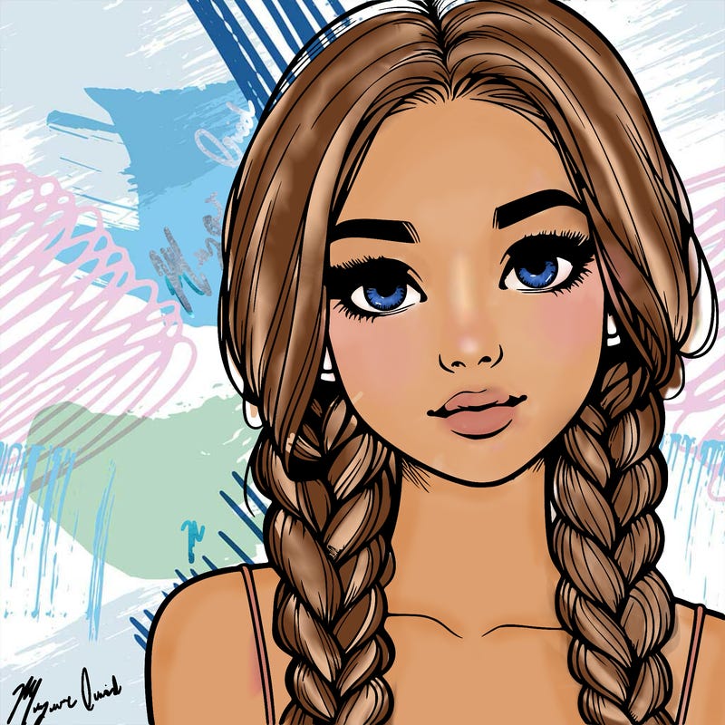 realistic girl with braids