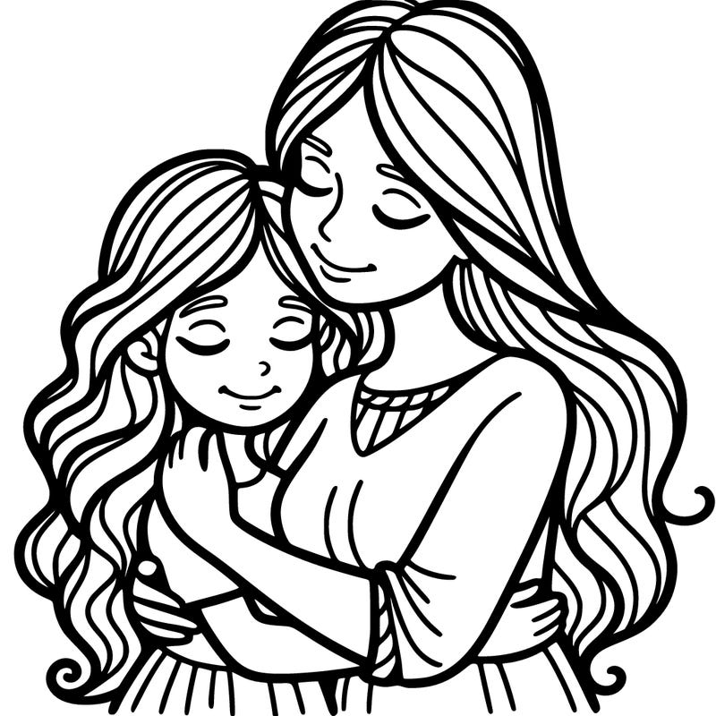 mom and daughter hugging