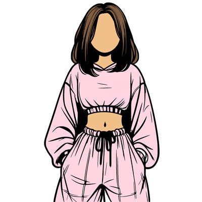 realistic girl faceless with baggy pants and a crop top