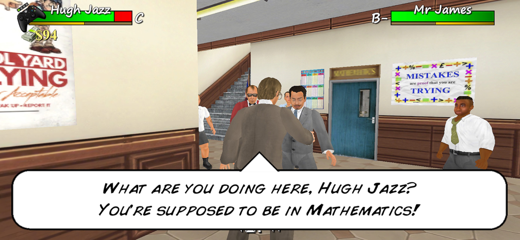 Old School 3D - A teacher confronting a student in a school hallway in Old School 3D