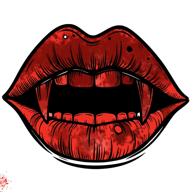lips with vampire teeth
