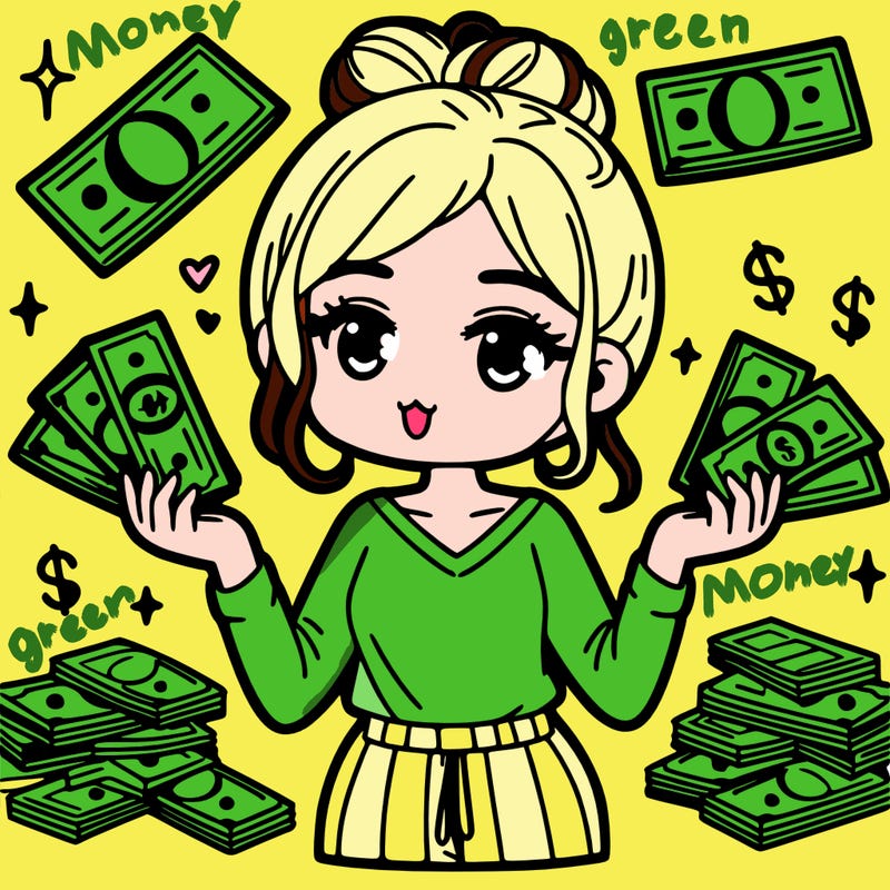the women teenager has a lot of money