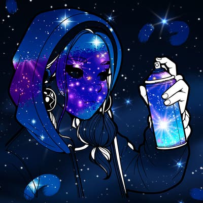 a realistic girl, spray painting