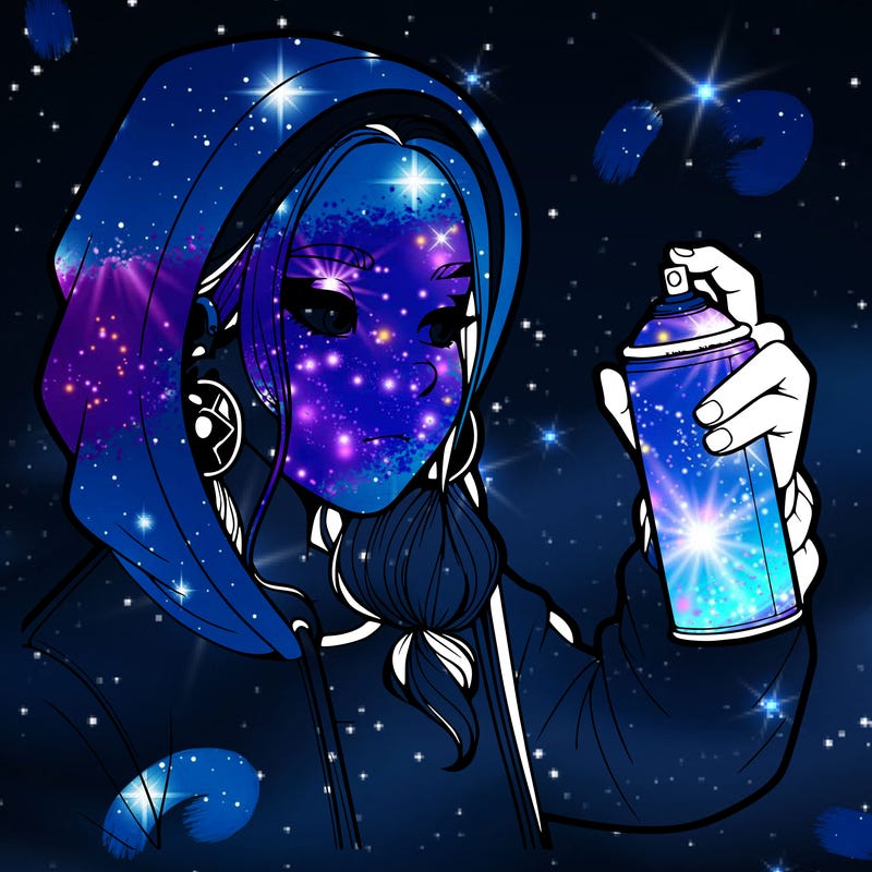 a realistic girl, spray painting