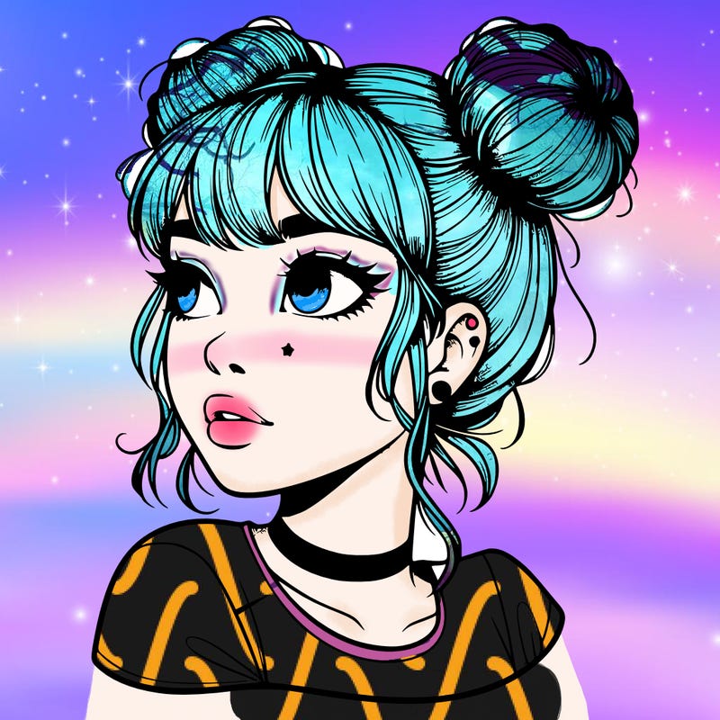 realistic girl with spacebuns
