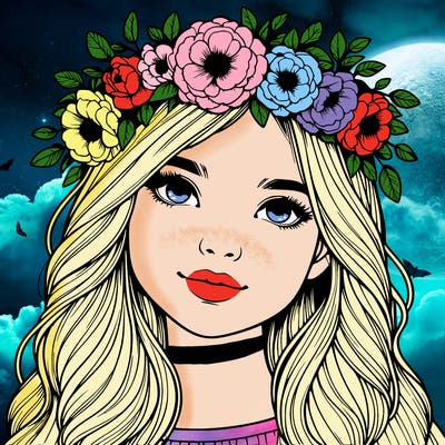 realistic girl with flower crown