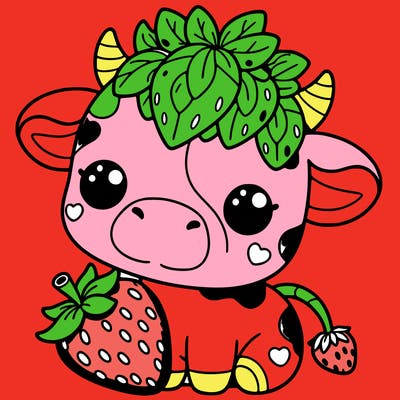 cute strawberry cow