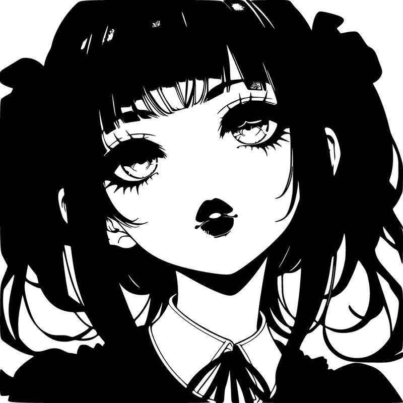 realistic anime gothic girl with lips