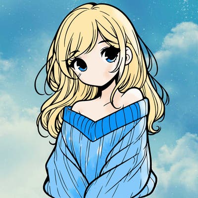 shy pretty girl wearing a sweater that is falling off one shoulder portrait