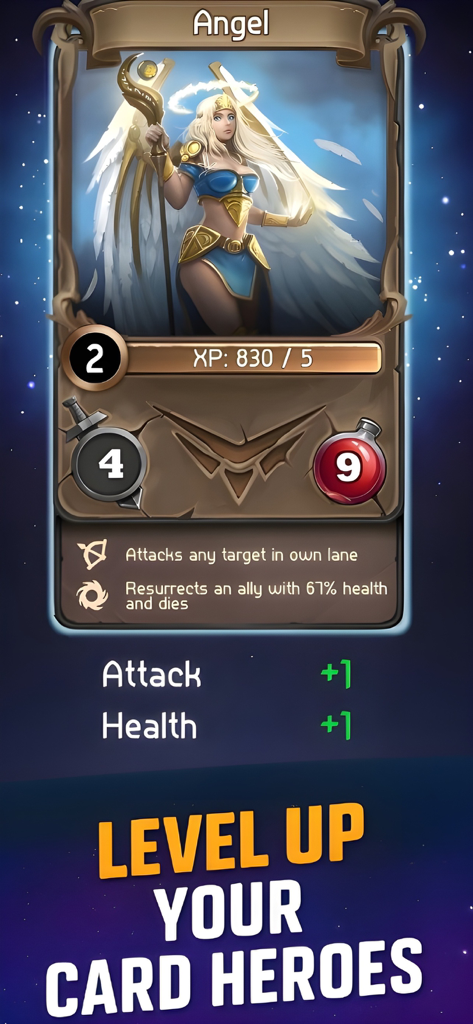 Card Heroes: CCG Magic Arena - Mejorando una carta de héroe Ángel en Card Heroes CCG Magic Arena