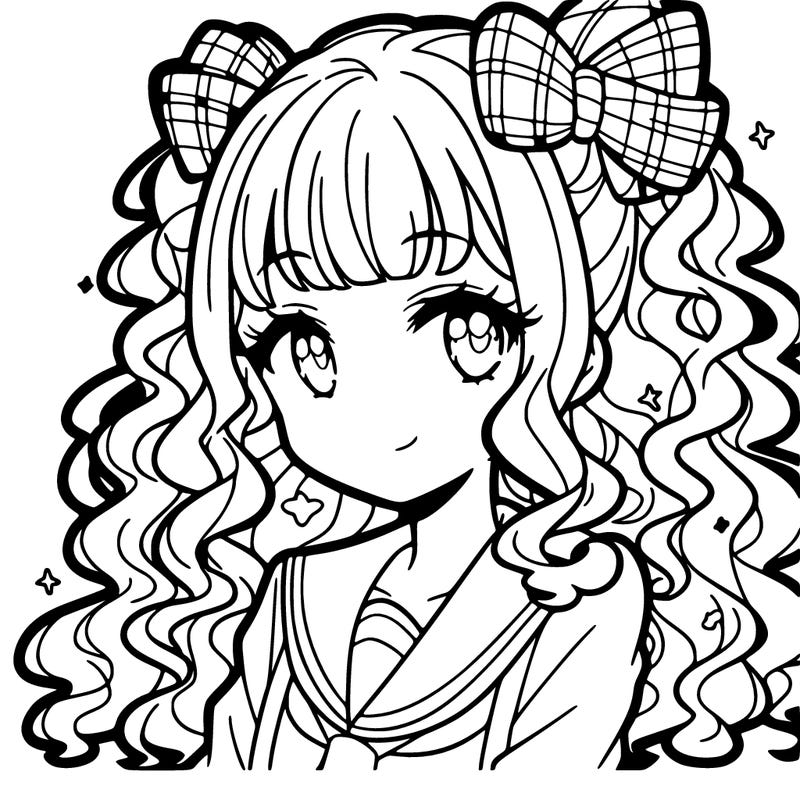 anime girl with curly hair