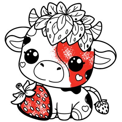 cute strawberry cow