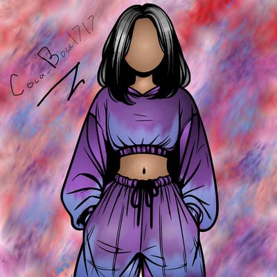 realistic girl faceless with baggy pants and a crop top