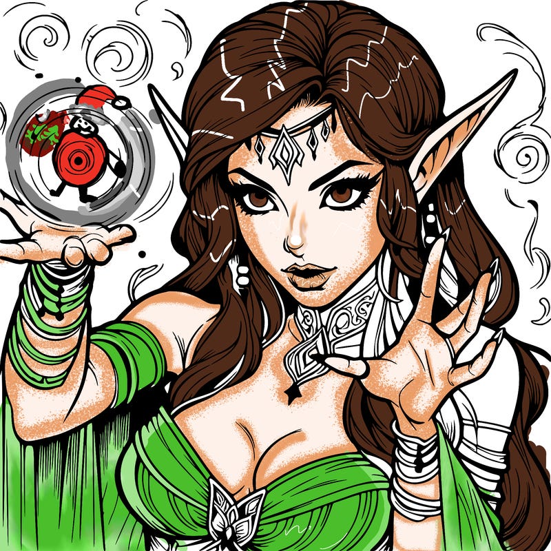 realistic scary beautiful elf sorceress casting spell