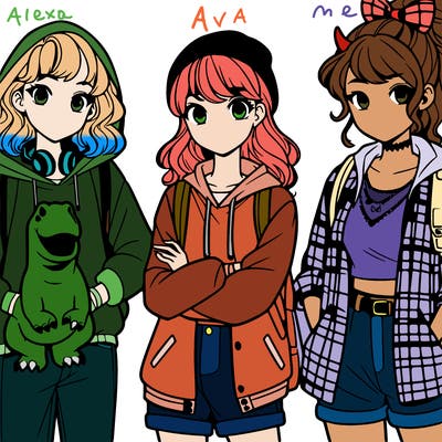 teenage girls wearing dino stuff