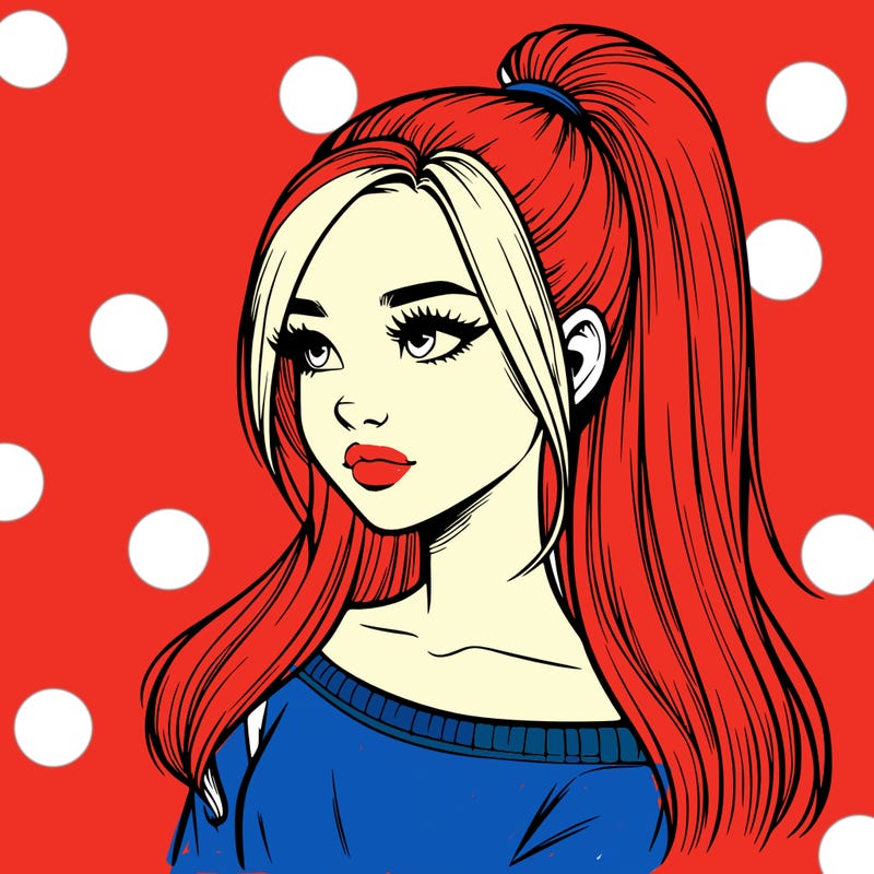 realistic girl with a high ponytail