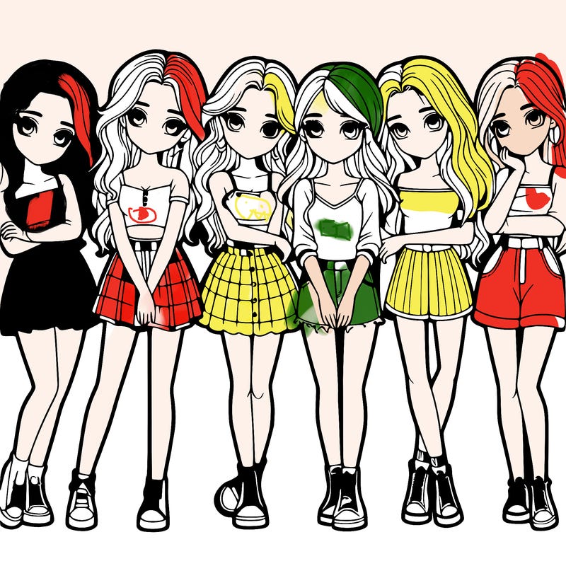 a group of girls realistic