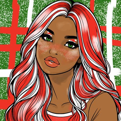 realistic girl with hair on her hair and lips