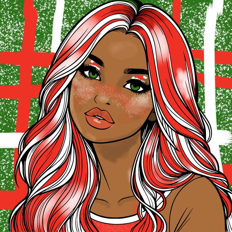 realistic girl with hair on her hair and lips