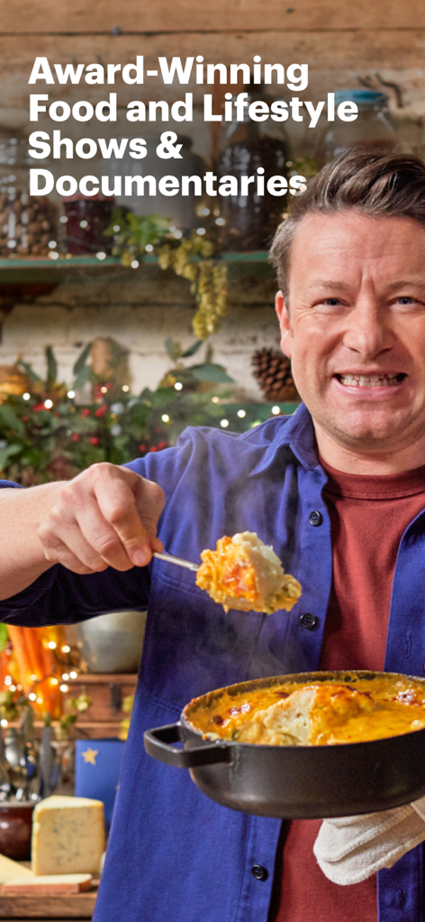 Tastemade: Stream Shows & Docs - A chef holding a spoonful of food from a pot with text for award-winning lifestyle shows and documentaries.