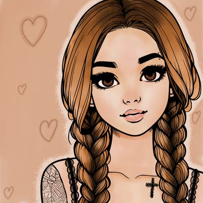 realistic girl with braids