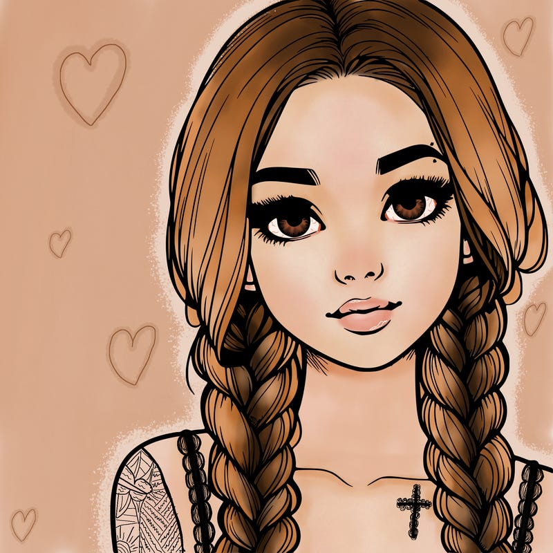 realistic girl with braids