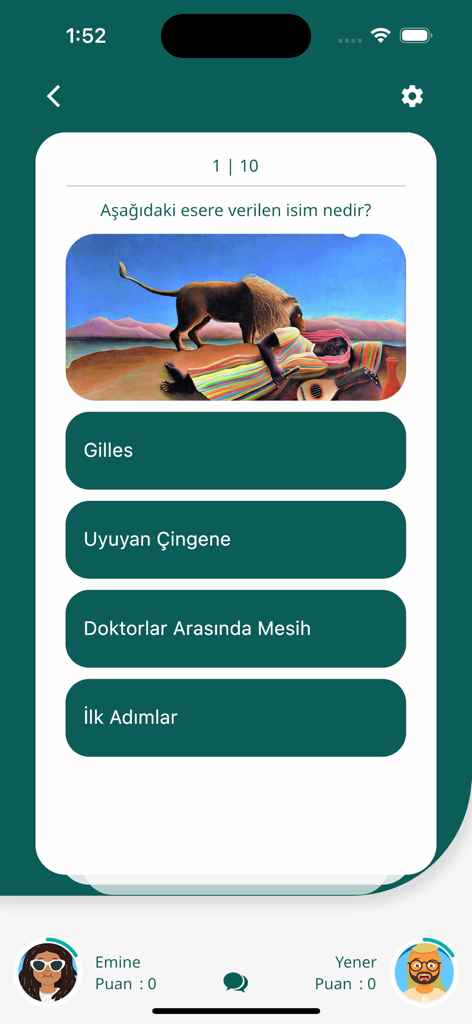 Quizilla - Quizilla art trivia 1v1 battle screen showing a painting and multiple choice options