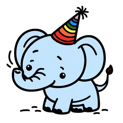 elephant with party hat