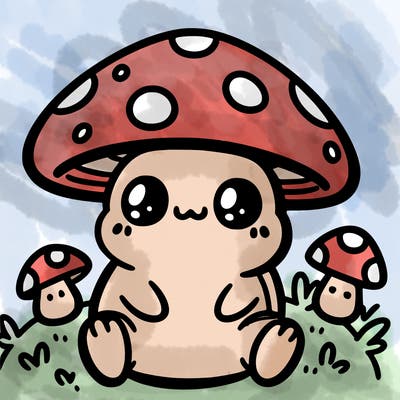 cute froggy with mushroom hat