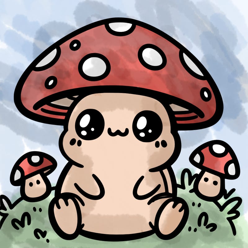 cute froggy with mushroom hat
